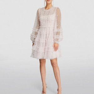 Needle & Thread Violet Shimmer Micro Mini Dress in Pink